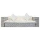 vidaXL 3 személyes szürke természetes rattan kanapé párnával