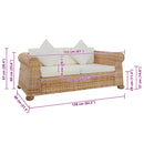 vidaXL 2 személyes természetes rattan kanapé párnákkal