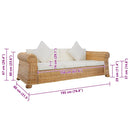 vidaXL 3 személyes természetes rattan kanapé párnákkal