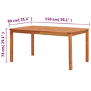 vidaXL tömör akácfa kerti asztal 150 x 90 x 74 cm