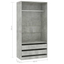 vidaXL betonszürke szerelt fa ruhásszekrény 100 x 50 x 200 cm