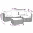 vidaXL 5 részes fekete polyrattan kerti társalgószett párnákkal