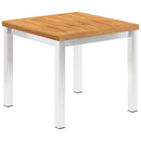 vidaXL tömör akácfa és rozsdamentes acél kerti kisasztal 45x45x38 cm