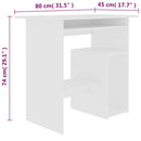 vidaXL fehér szerelt fa íróasztal 80 x 45 x 74 cm