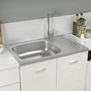 vidaXL ezüst rozsdamentes acél lefolyós konyhamosogató 800x500x155 mm