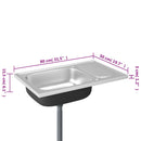 vidaXL ezüst rozsdamentes acél lefolyós konyhamosogató 800x500x155 mm