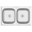vidaXL ezüst rozsdamentes acél dupla konyhamosogató 800 x 500 x 155 mm