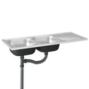 vidaXL ezüst rozsdamentes acél dupla konyhamosogató 1200x500x155 mm