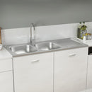vidaXL ezüst rozsdamentes acél dupla konyhamosogató 1200x500x155 mm
