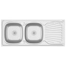 vidaXL ezüst rozsdamentes acél dupla konyhamosogató 1200x600x155 mm