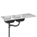 vidaXL ezüst rozsdamentes acél dupla konyhamosogató 1200x600x155 mm