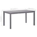 vidaXL szürke antikolt tömör akácfa kerti asztal 140 x 80 x 74 cm