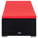 vidaXL 3 részes fekete polyrattan kerti napozóágy szett asztallal