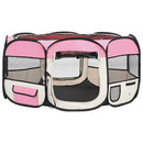 vidaXL rózsaszínű összecsukható kutyakennel hordtáskával 145x145x61 cm