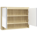 vidaXL fényes és tölgy MDF tükrös fürdőszobaszekrény 80 x 15 x 60 cm