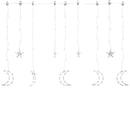 vidaXL 138 hideg fehér LED-es csillag és hold fényfüzér távirányítóval