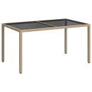 vidaXL bézs polyrattan és edzett üveg kerti asztal 150 x 90 x 75 cm