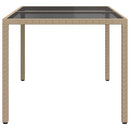 vidaXL bézs polyrattan és edzett üveg kerti asztal 150 x 90 x 75 cm