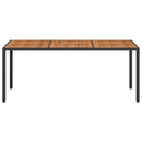 vidaXL fekete polyrattan és akácfa kerti asztal 190 x 90 x 75 cm