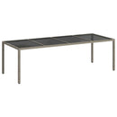 vidaXL szürke edzett üveg és polyrattan kerti asztal 250 x 100 x 75 cm