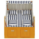 vidaXL fehér és kék polyrattan és tömör fa strandszék párnákkal