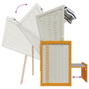 vidaXL fehér és kék polyrattan és tömör fa strandszék párnákkal