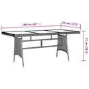 vidaXL fekete polyrattan és tömör akácfa kerti asztal 160 x 70 x 72 cm
