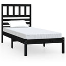 vidaXL fekete egyszemélyes tömör fenyőfa ágykeret 75 x 190 cm