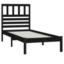 vidaXL fekete egyszemélyes tömör fenyőfa ágykeret 75 x 190 cm