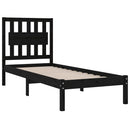 vidaXL Small Single fekete tömör fenyőfa ágykeret 75 x 190 cm