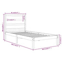 vidaXL Small Single fekete tömör fa ágykeret 75 x 190 cm