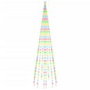 vidaXL karácsonyfa zászlórúdon 310 színes LED-del 300 cm