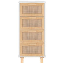 vidaXL fehér tömör fenyő/természetes rattan tálalószekrény 40x30x90 cm