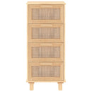 vidaXL barna tömör fenyő/természetes rattan tálalószekrény 40x30x90 cm