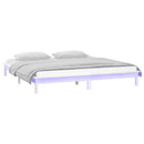 vidaXL King Size fehér tömör fa LED-es ágykeret 150 x 200 cm