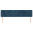 vidaXL sötétkék bársony szárnyas fejtámla 203x16x78/88 cm