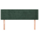 vidaXL sötétzöld bársony fejtámla 147x16x78/88 cm