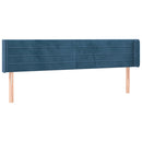 vidaXL sötétkék bársony szárnyas fejtámla 183x16x78/88 cm