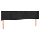 vidaXL fekete bársony szárnyas fejtámla 203x16x78/88 cm