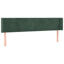 vidaXL sötétzöld bársony szárnyas fejtámla 203x16x78/88 cm
