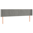 vidaXL világosszürke bársony szárnyas fejtámla 163x16x78/88 cm