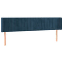 vidaXL sötétkék bársony szárnyas fejtámla 203x16x78/88 cm