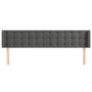 vidaXL sötétszürke bársony szárnyas fejtámla 203x16x78/88 cm