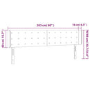 vidaXL fekete bársony szárnyas fejtámla 203x16x78/88 cm