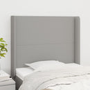 vidaXL világosszürke szövet fejtámla szárnyakkal 83x16x118/128 cm