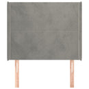 vidaXL világosszürke bársony fejtámla szárnyakkal 83x16x118/128 cm