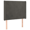 vidaXL sötétszürke bársony fejtámla szárnyakkal 83x16x118/128 cm
