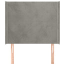vidaXL világosszürke bársony fejtámla szárnyakkal 93x16x118/128 cm