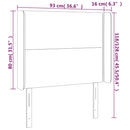vidaXL fekete bársony fejtámla szárnyakkal 93x16x118/128 cm