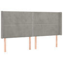 vidaXL világosszürke bársony fejtámla szárnyakkal 203x16x118/128 cm